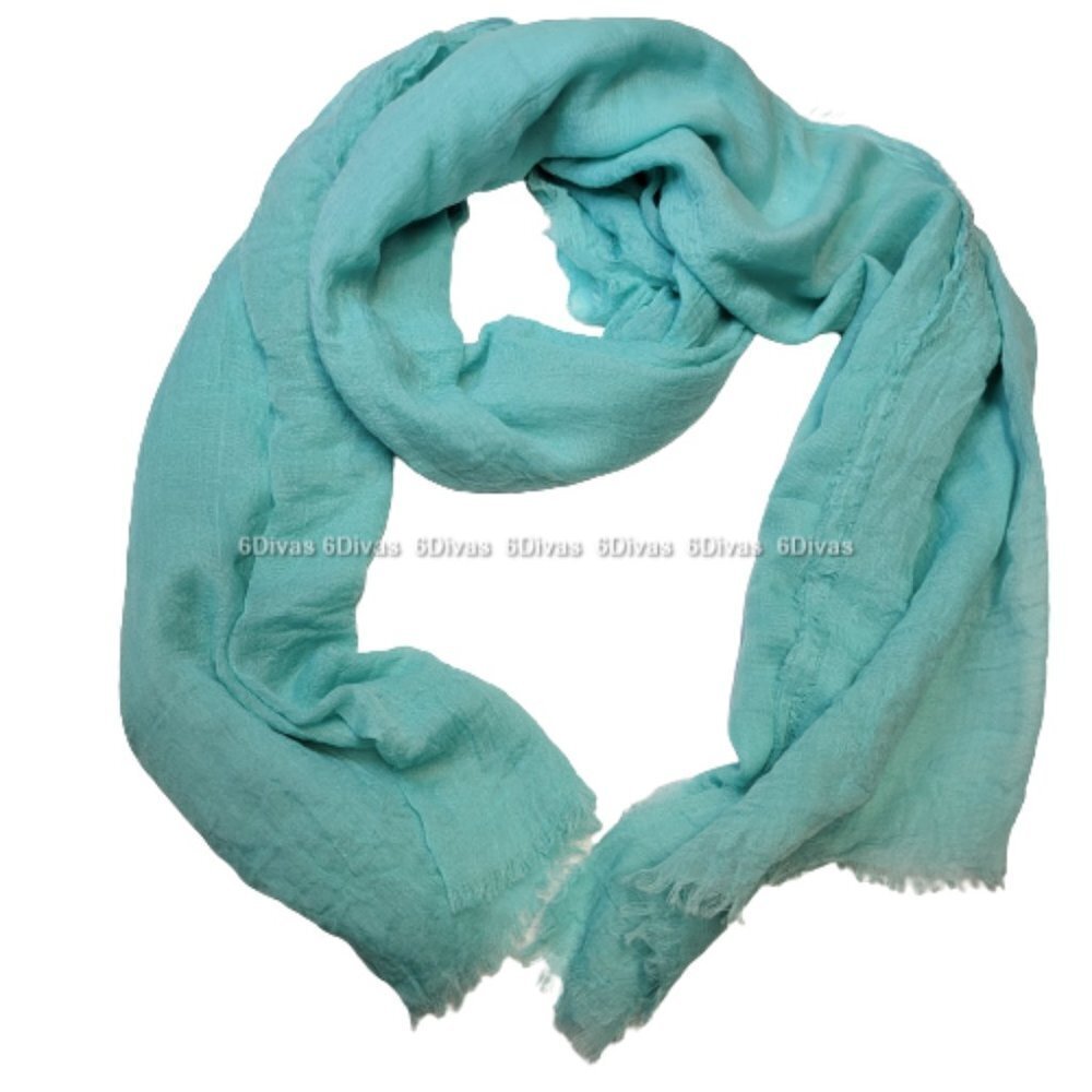 Blue Scarf Crinkle Rectangular Viscose Scarf